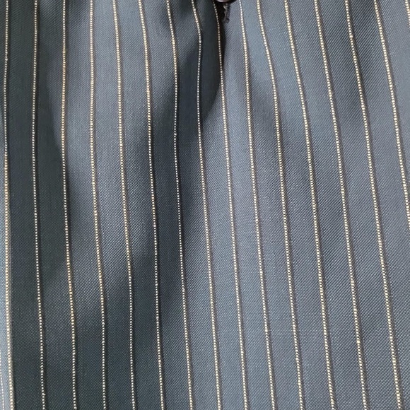Zanetti Men's Size 36R Raw Hem Navy Stripe Slim Fit Pzem 100% Wool Dress Pants - Picture 4 of 8